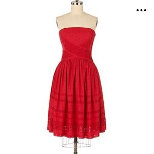 Anthropologie Viola Strapless Dress, Red | Size 2